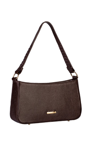 Bolsa de ombro em couro liso baguete Liah