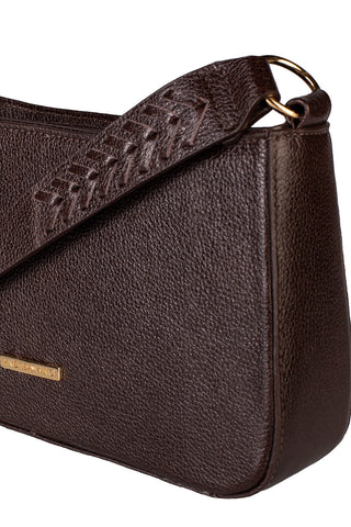 Bolsa de ombro em couro liso baguete Liah