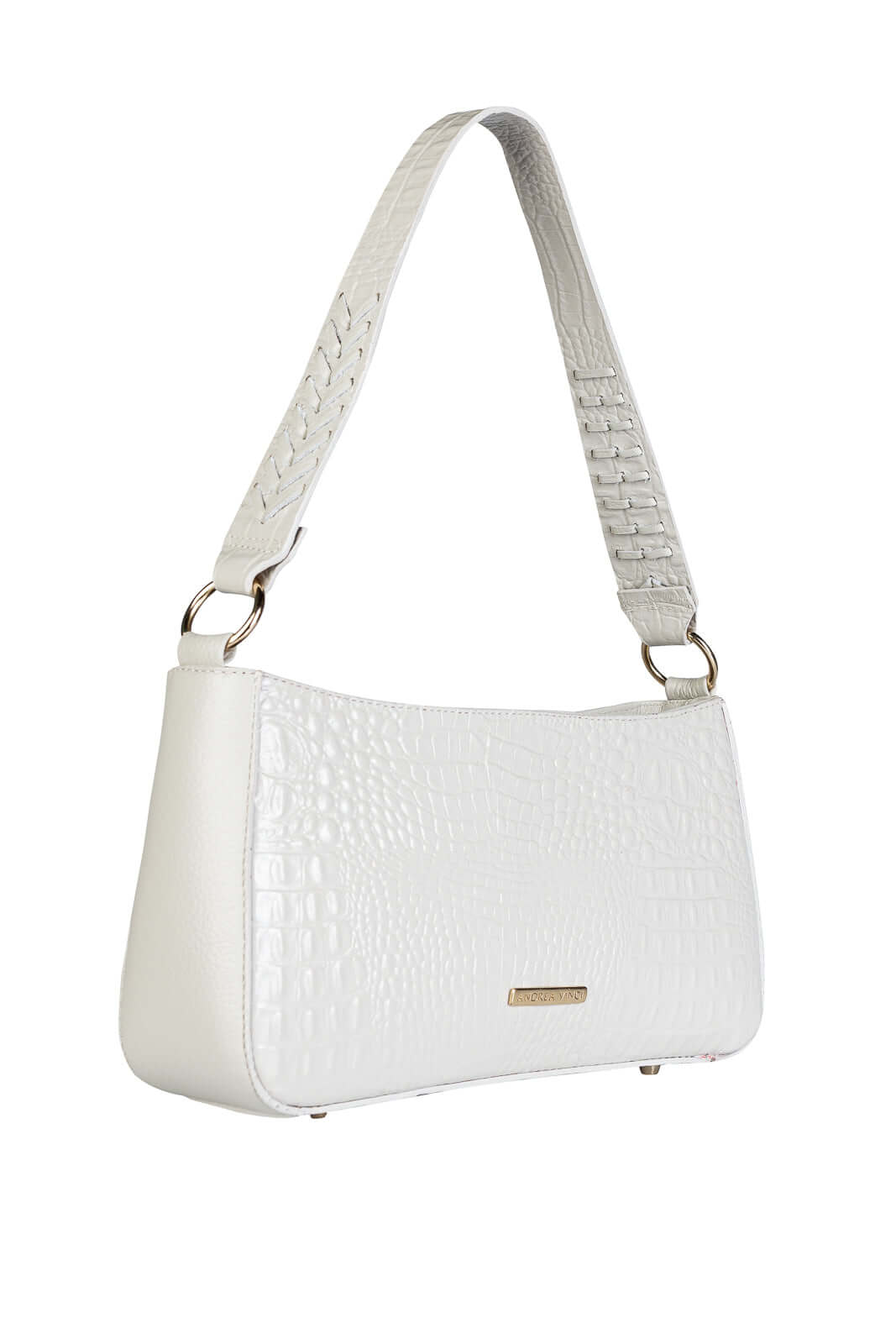 Bolsa de ombro em couro croco baguete Liah - Enluaze