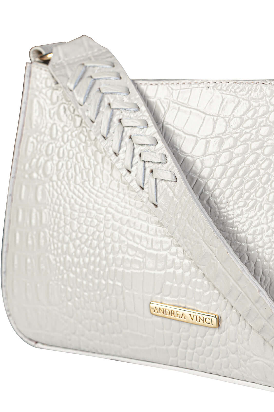 Bolsa de ombro em couro croco baguete Liah - Enluaze