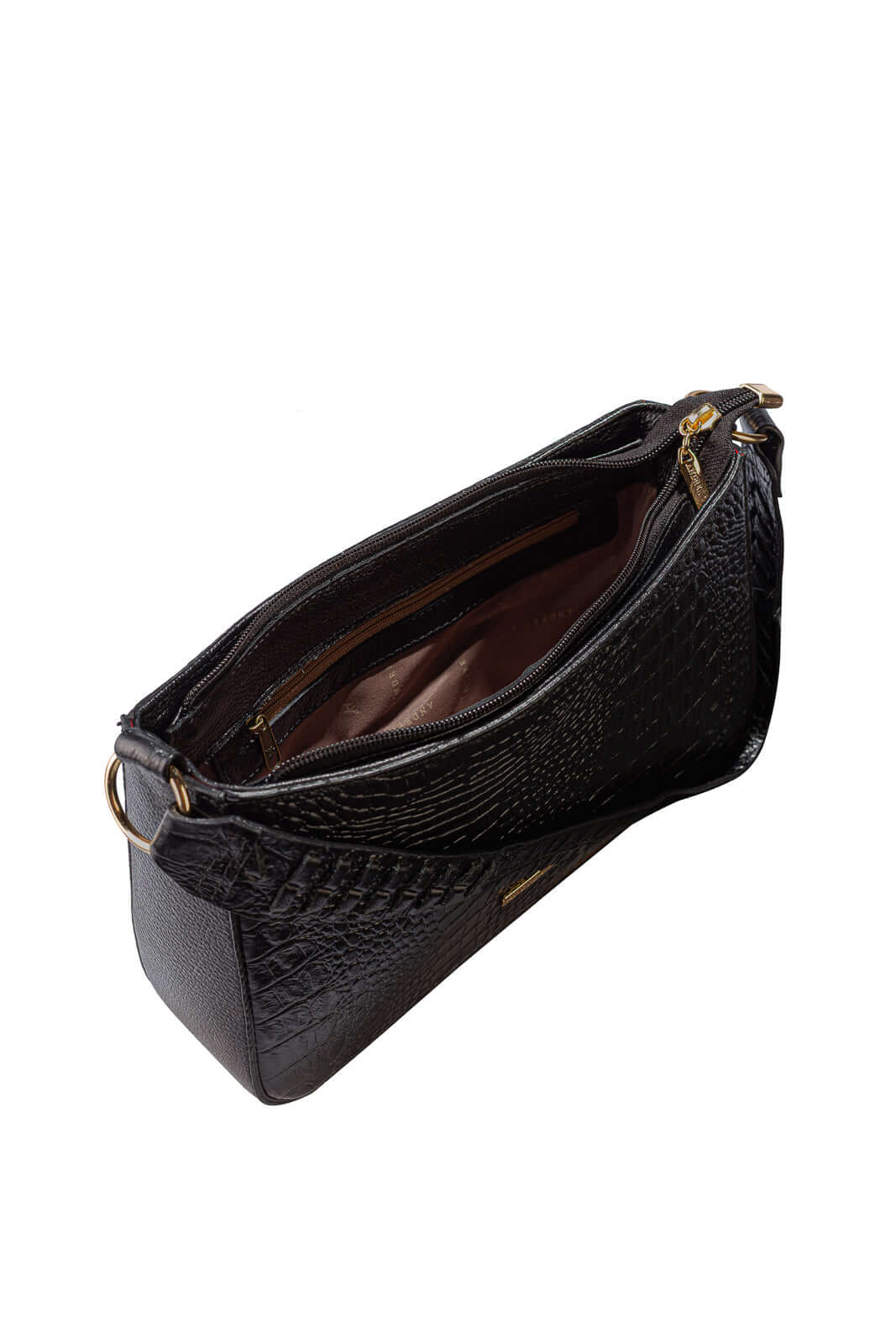 Bolsa de ombro em couro croco baguete Liah - Enluaze