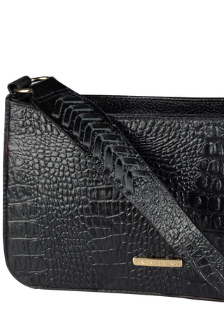 Bolsa de ombro em couro croco baguete Liah