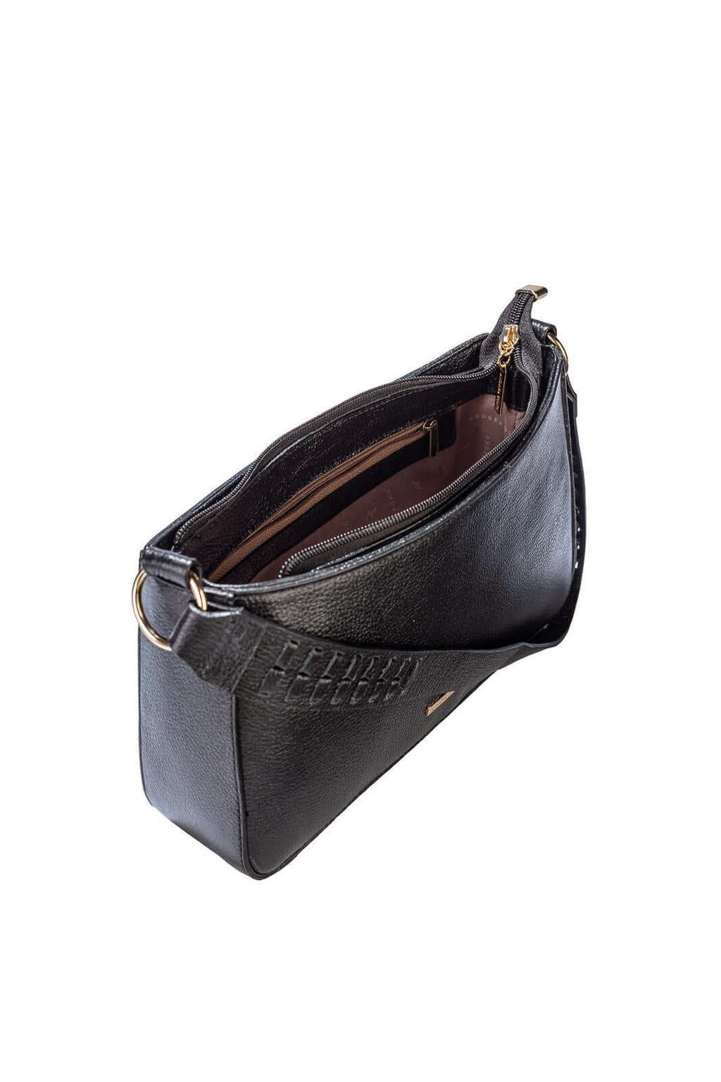 Bolsa de ombro em couro liso baguete Liah - Enluaze