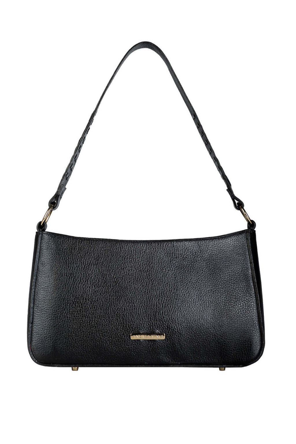 Bolsa de ombro em couro liso baguete Liah - Enluaze