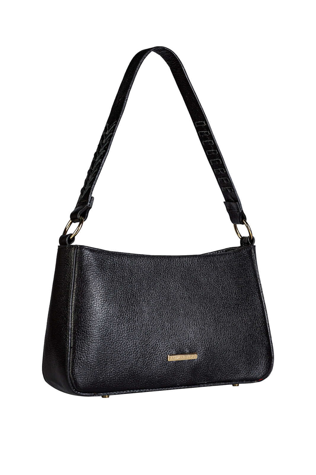 Bolsa de ombro em couro liso baguete Liah - Enluaze