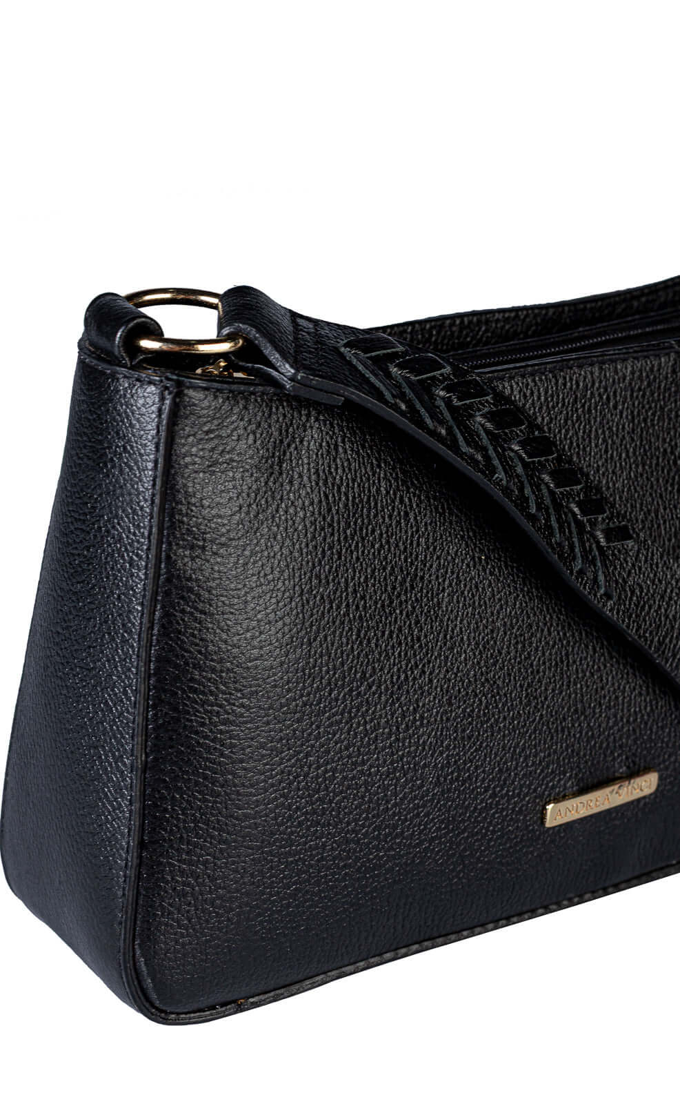 Bolsa de ombro em couro liso baguete Liah - Enluaze