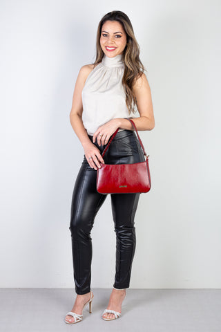 Bolsa de ombro em couro liso baguete Liah