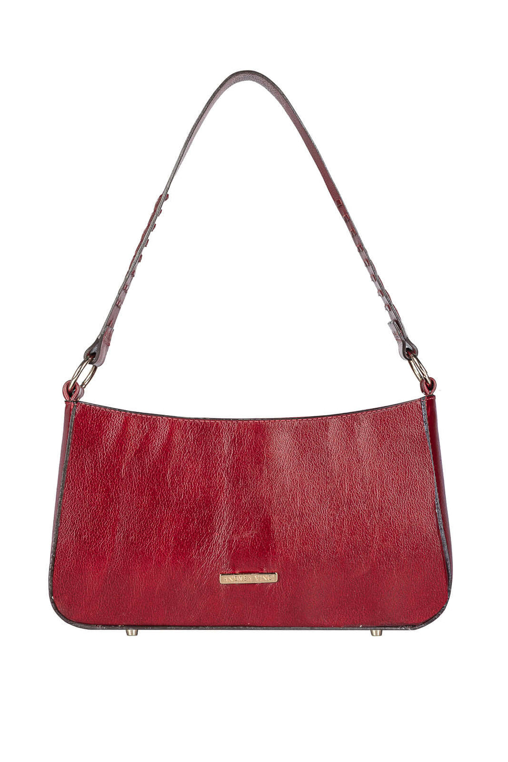 Bolsa de ombro em couro liso baguete Liah - Enluaze