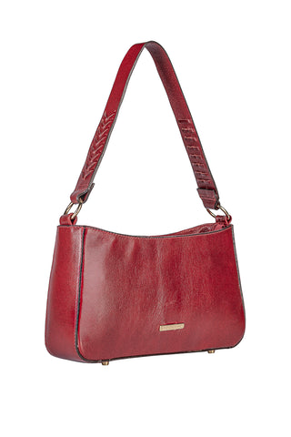 Bolsa de ombro em couro liso baguete Liah