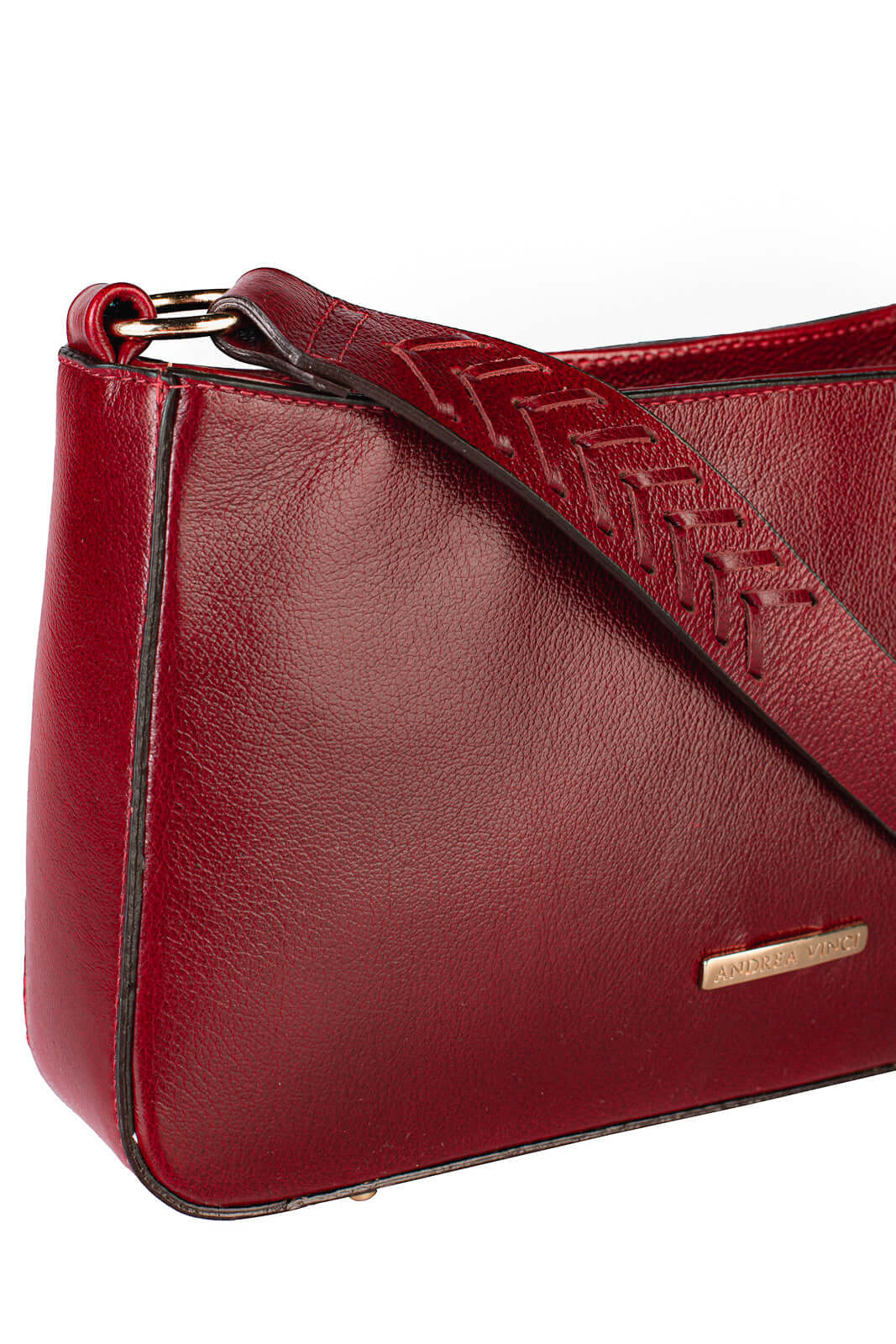 Bolsa de ombro em couro liso baguete Liah - Enluaze