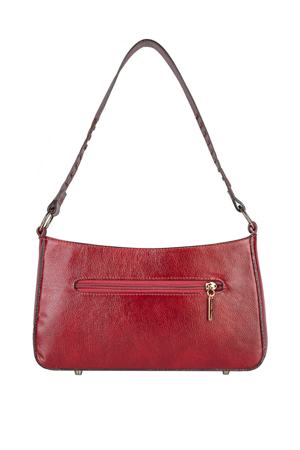 Bolsa de ombro em couro liso baguete Liah - Enluaze