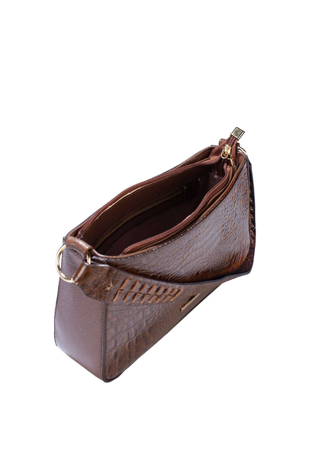 Bolsa de ombro em couro croco baguete Liah - Enluaze