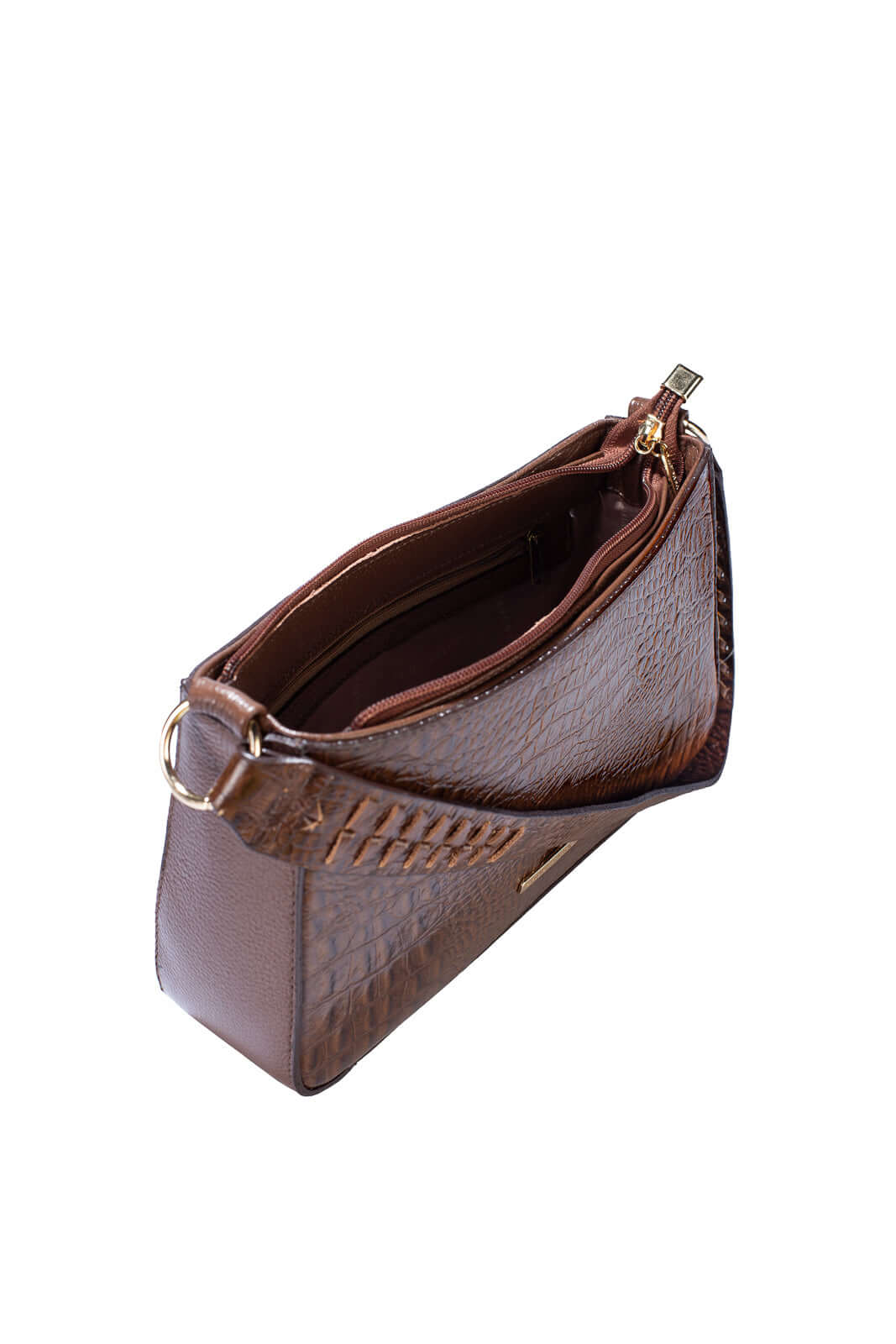 Bolsa de ombro em couro croco baguete Liah - Enluaze