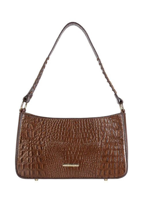 Bolsa de ombro em couro croco baguete Liah - Enluaze