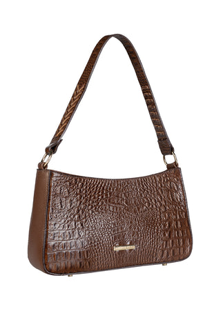 Bolsa de ombro em couro croco baguete Liah