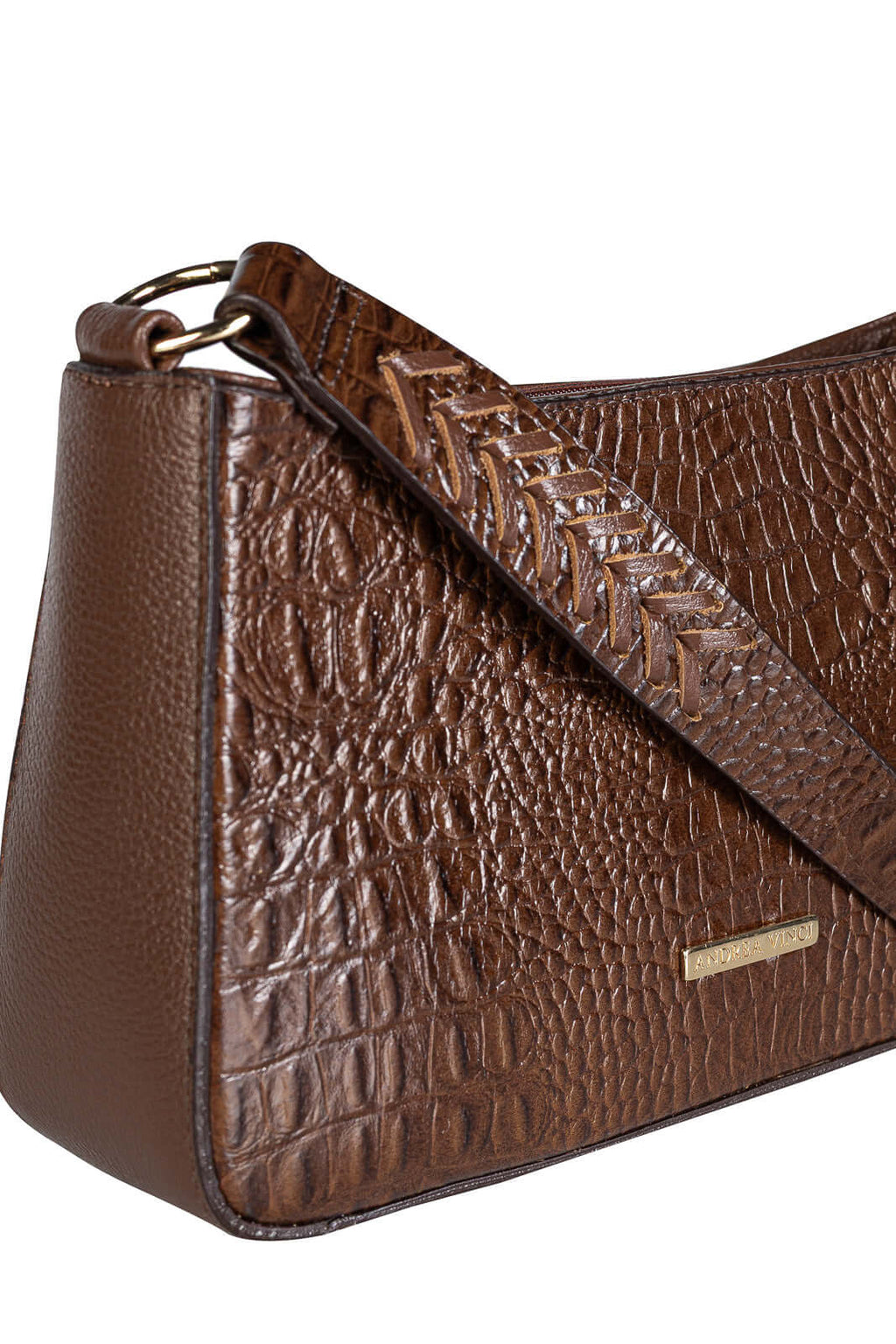 Bolsa de ombro em couro croco baguete Liah - Enluaze