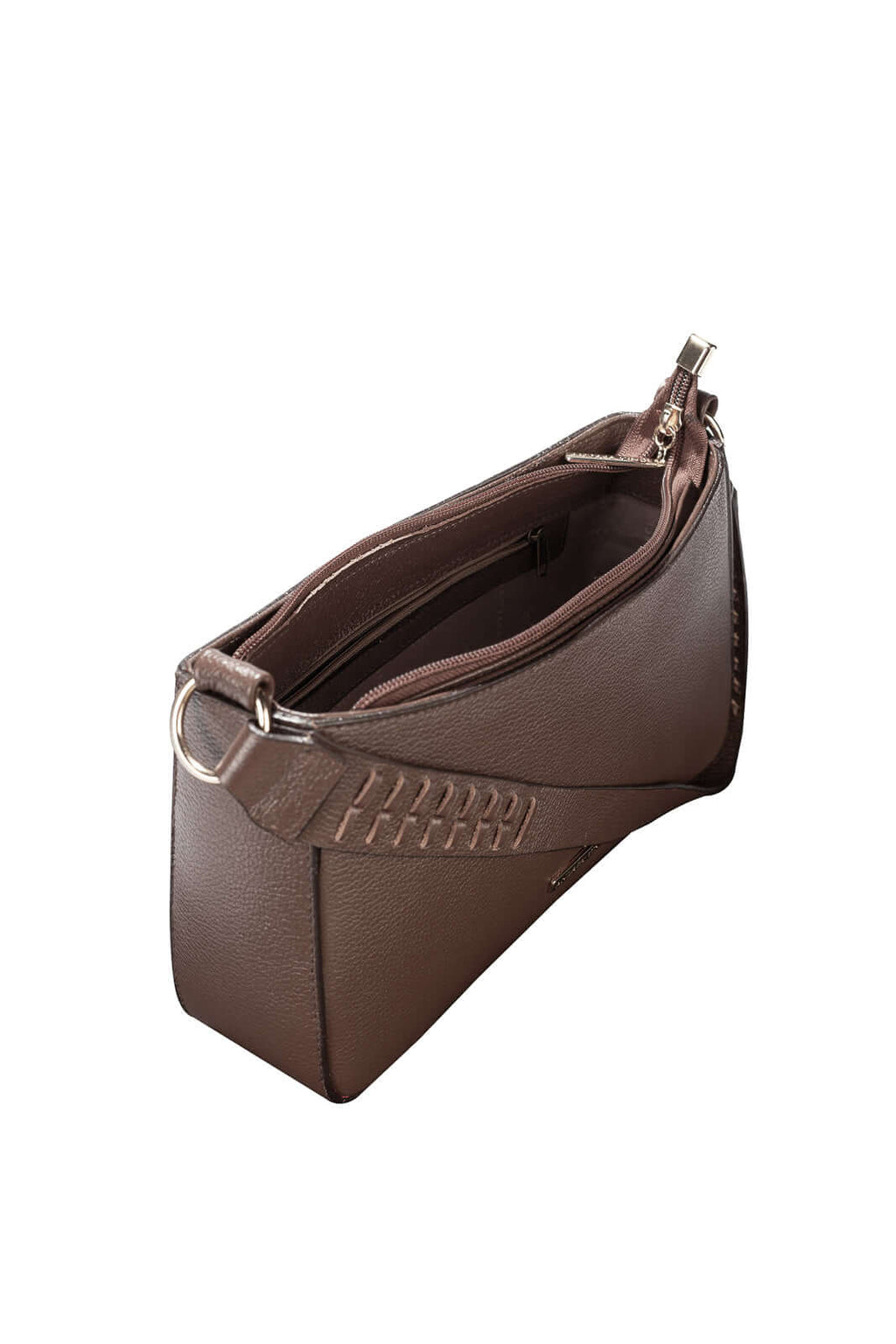 Bolsa de ombro em couro liso baguete Liah - Enluaze