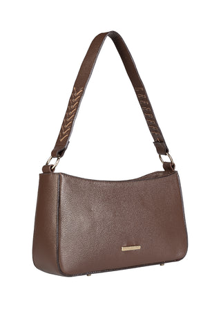 Bolsa de ombro em couro liso baguete Liah