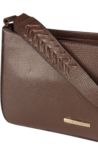 Bolsa de ombro em couro liso baguete Liah