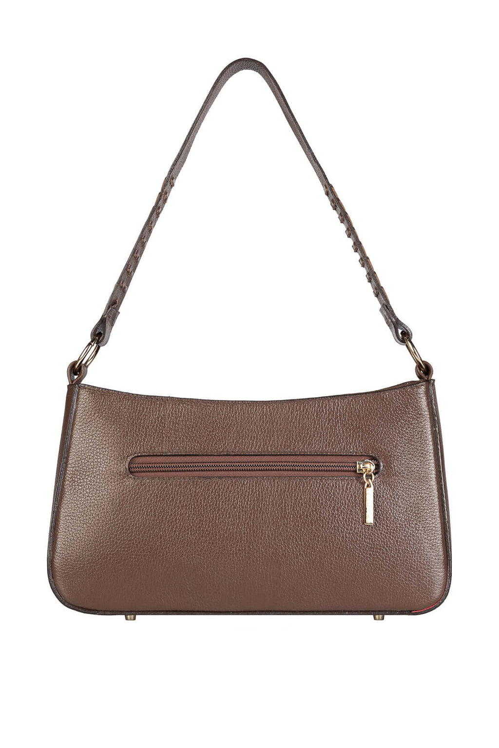 Bolsa de ombro em couro liso baguete Liah - Enluaze