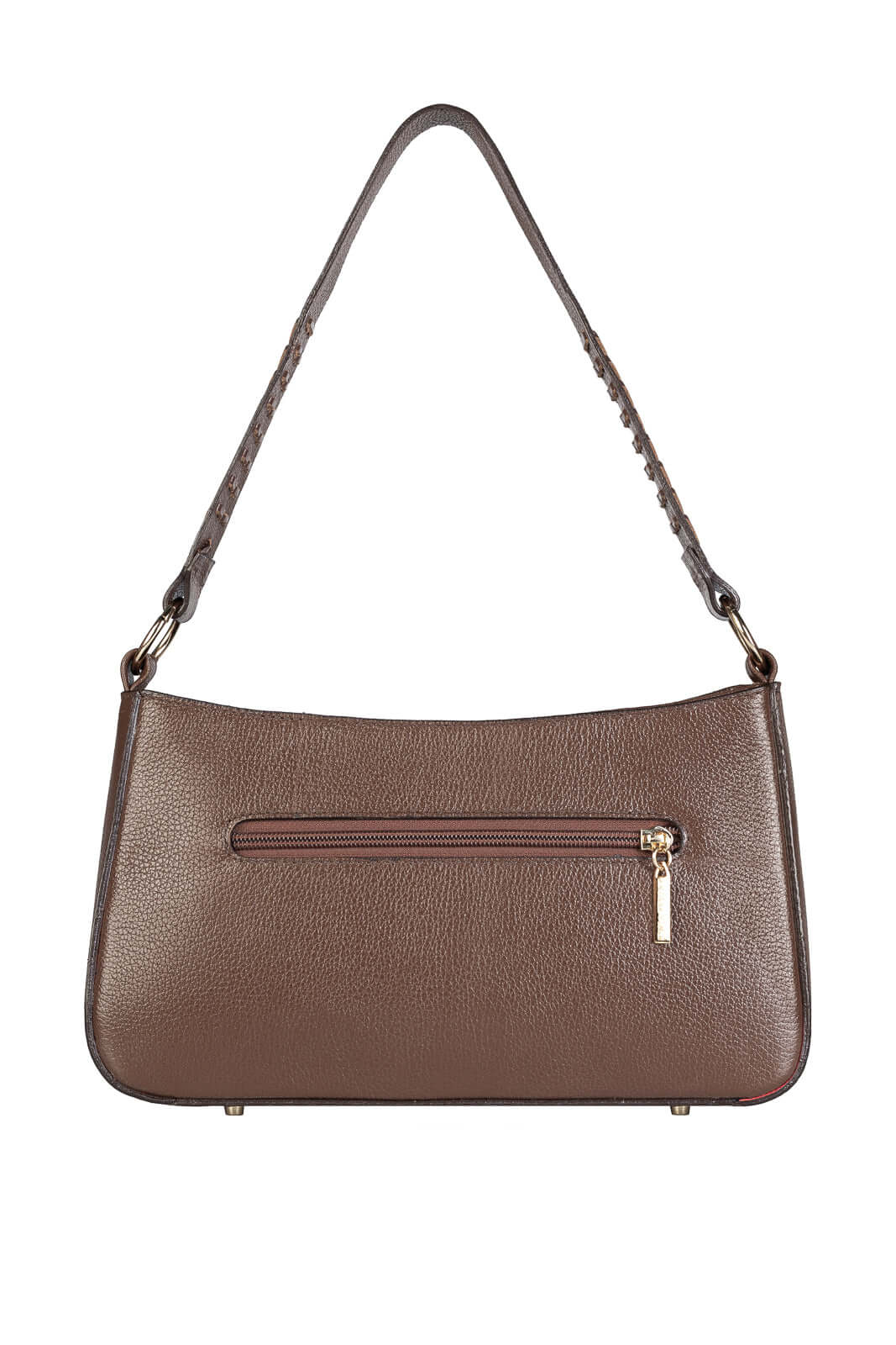 Bolsa de ombro em couro liso baguete Liah - Enluaze