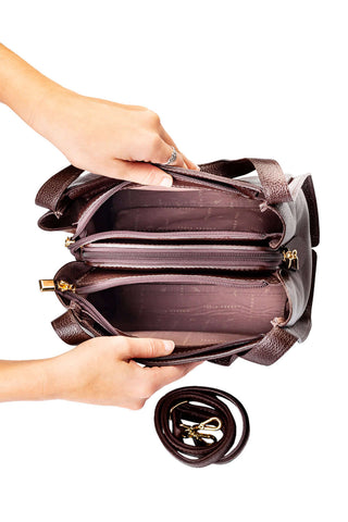 Bolsa de mão em couro liso Helena - Enluaze - Bolsas de Couro e Acessórios