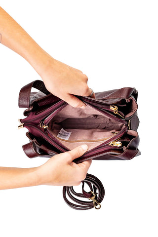 Bolsa de mão em couro liso Helena - Enluaze - Bolsas de Couro e Acessórios