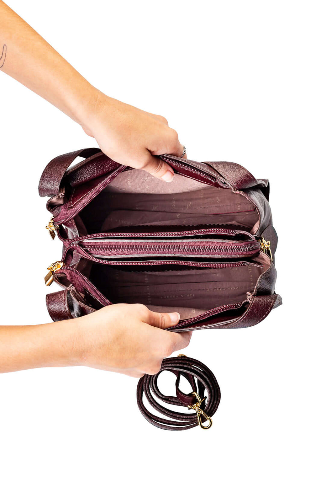 Bolsa de mão em couro liso Helena - Enluaze