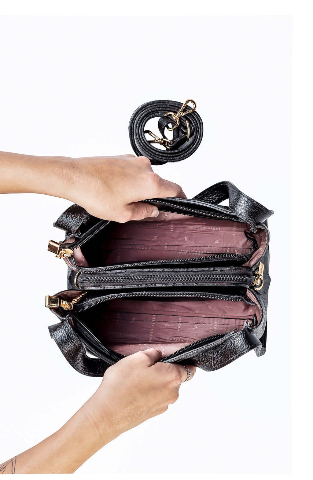 Bolsa de mão em couro liso Helena - Enluaze