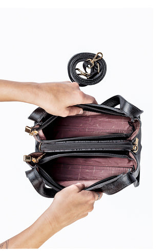 Bolsa de mão em couro liso Helena