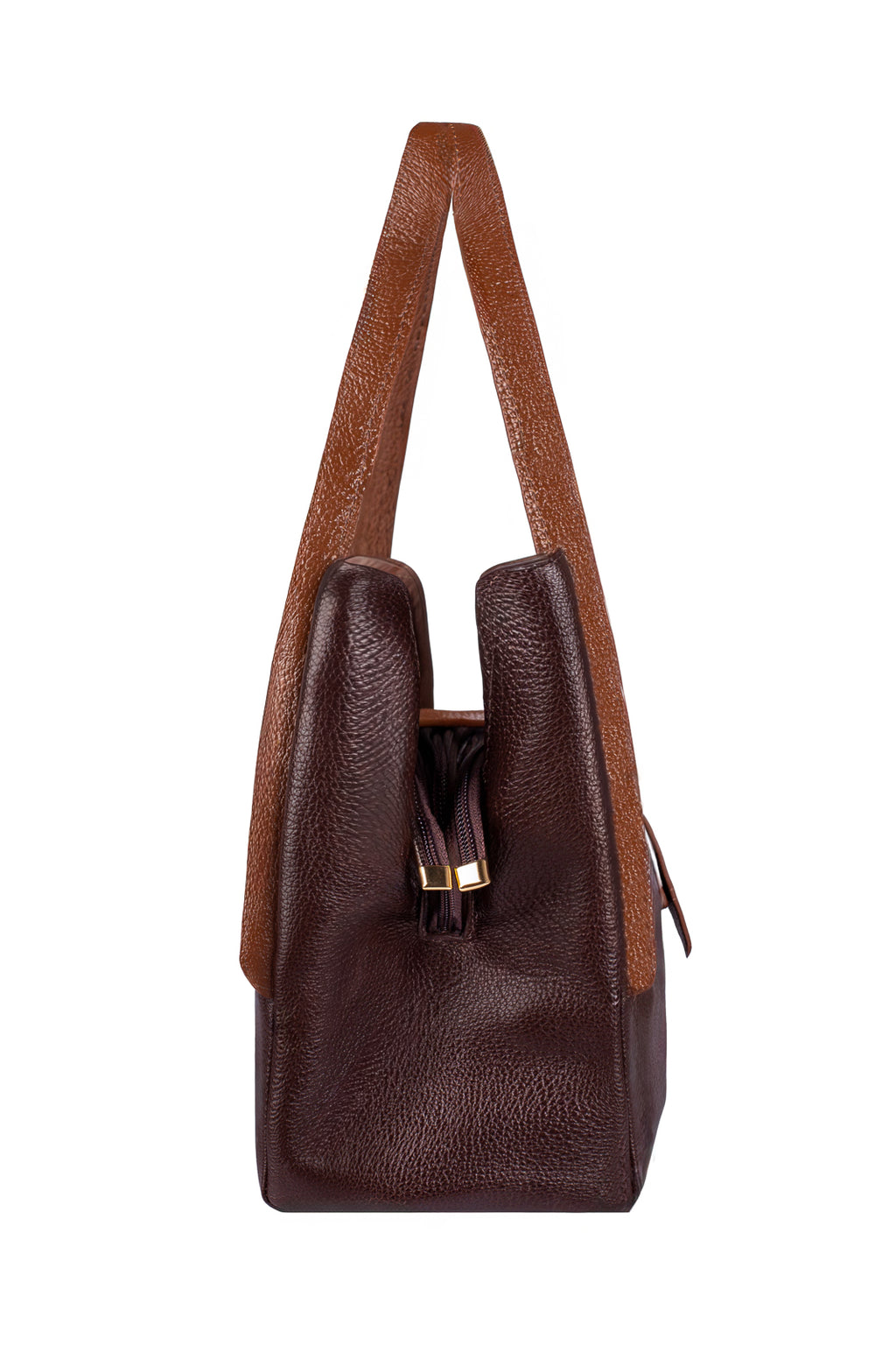 Bolsa de mão em couro liso com fivela Leandra