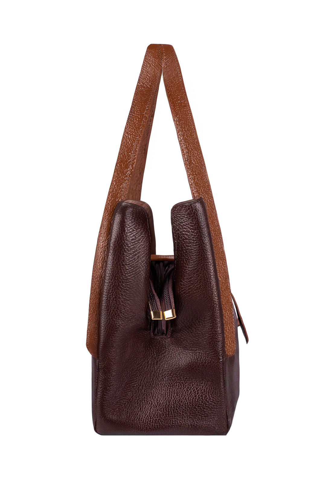 Bolsa de mão em couro liso com fivela Leandra