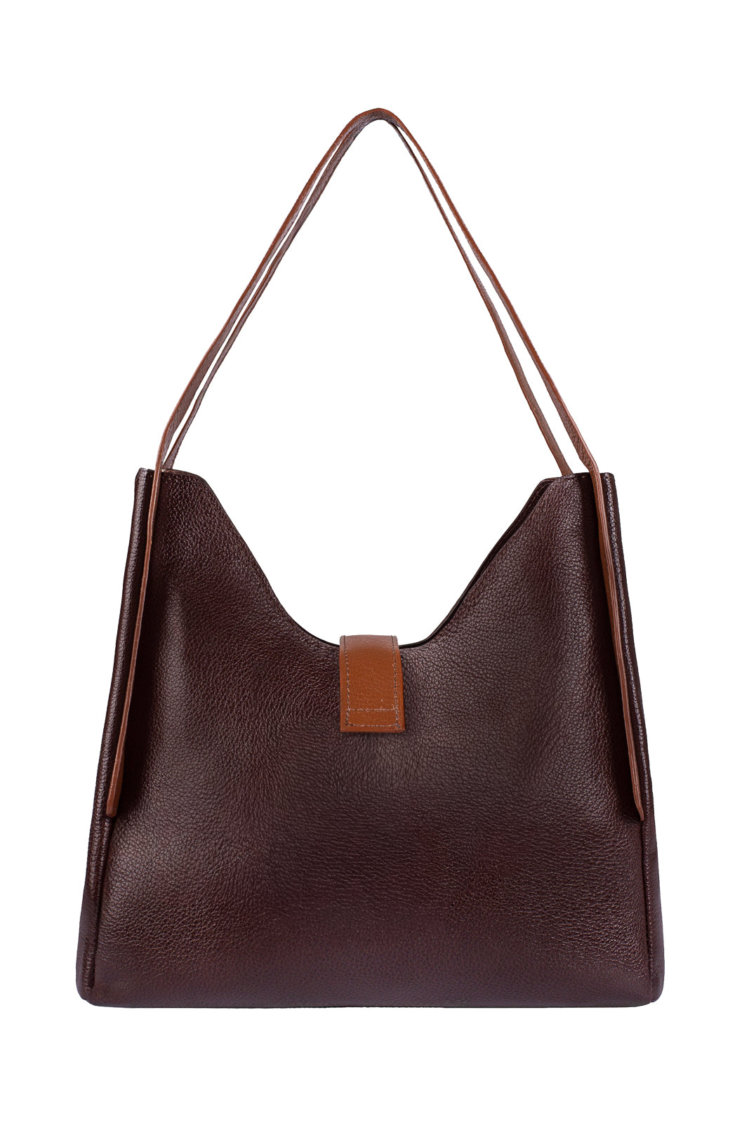 Bolsa de mão em couro liso com fivela Leandra