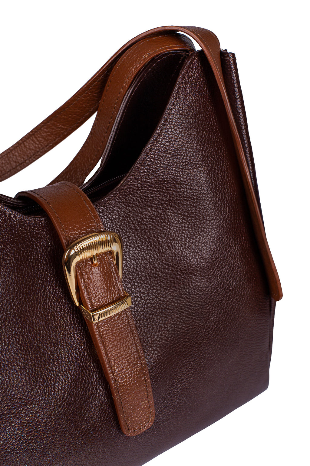 Bolsa de mão em couro liso com fivela Leandra