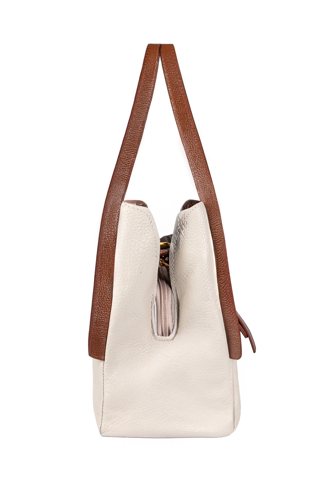 Bolsa de mão em couro liso com fivela Leandra