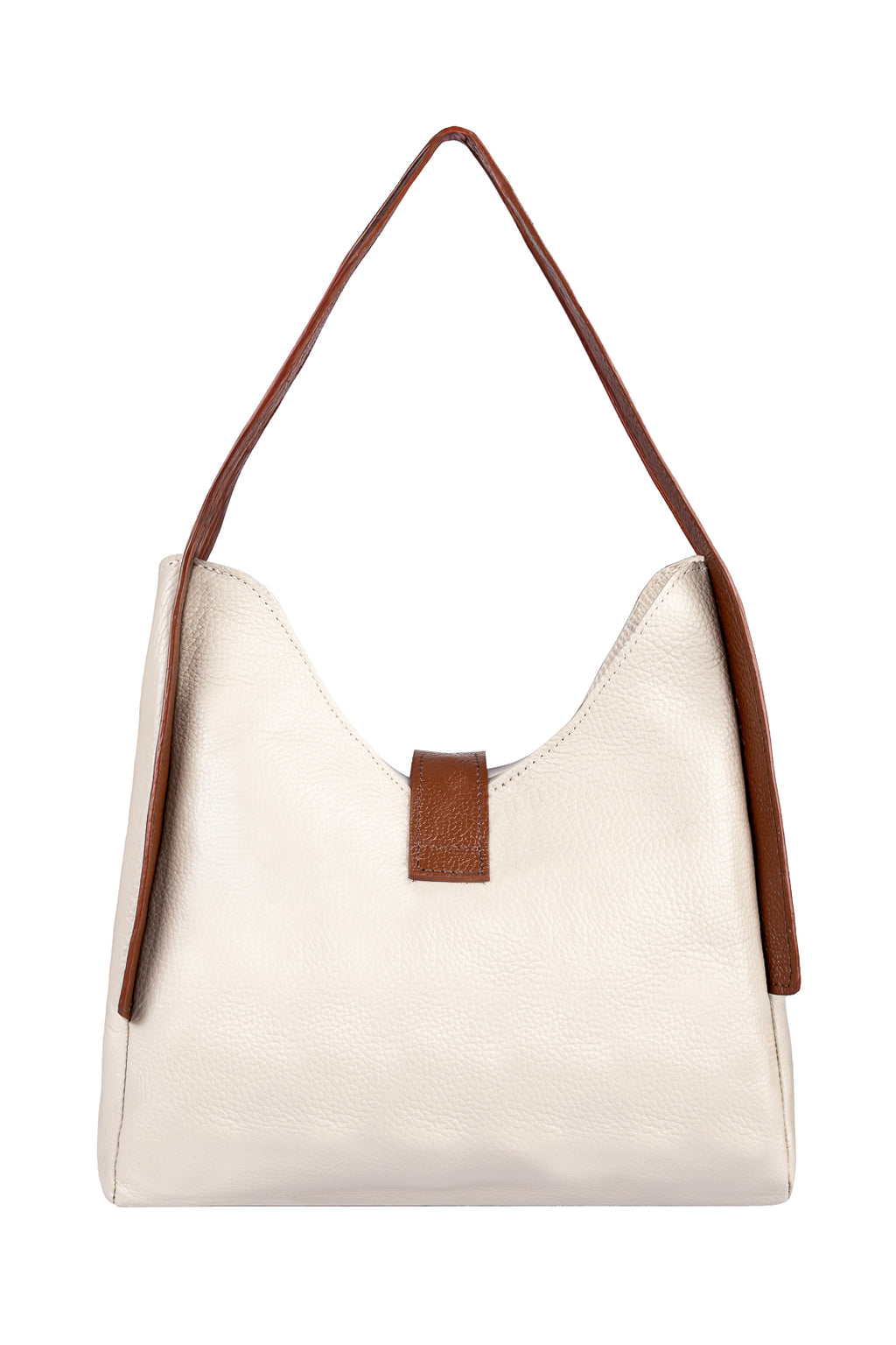 Bolsa de mão em couro liso com fivela Leandra
