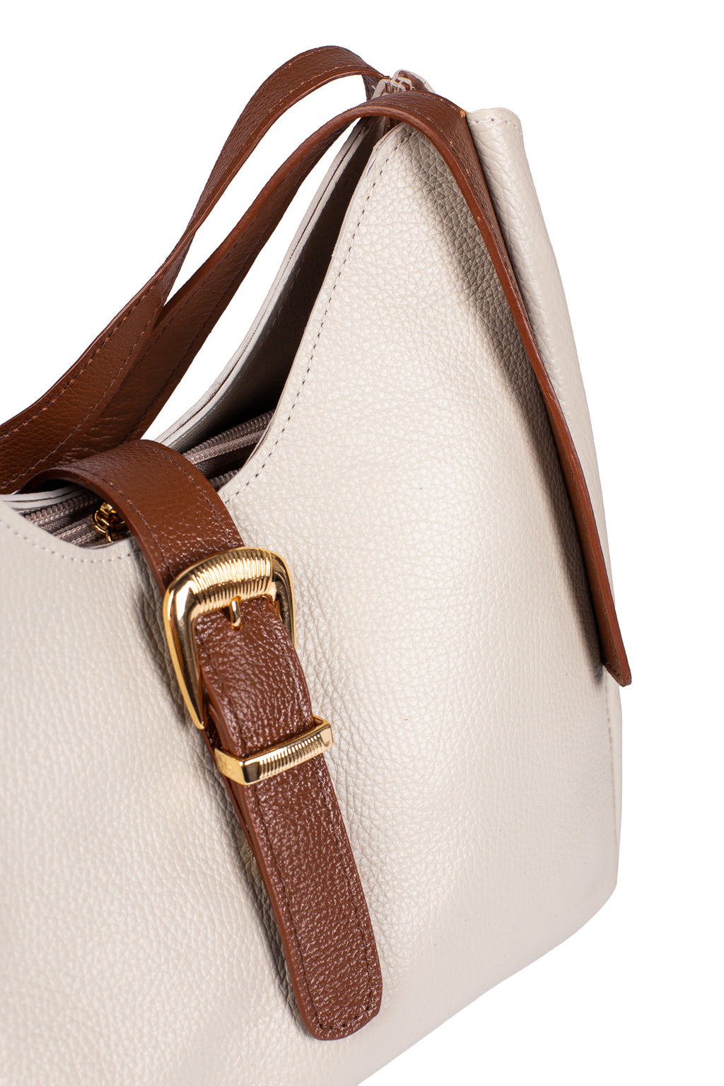 Bolsa de mão em couro liso com fivela Leandra