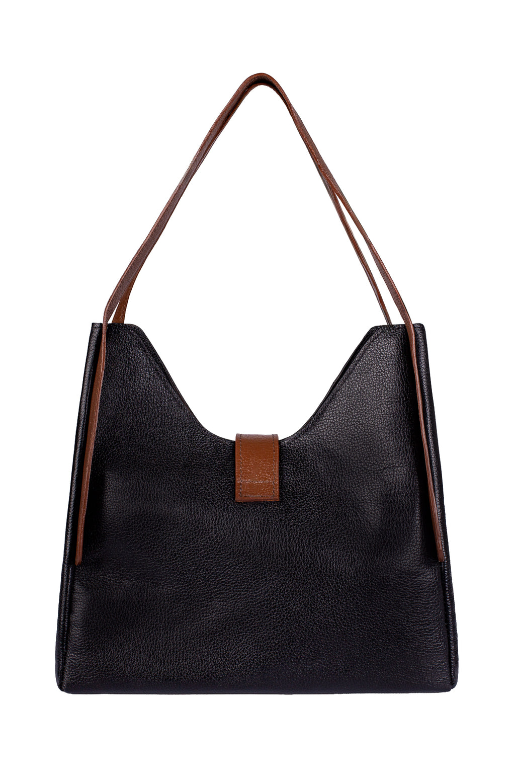 Bolsa de mão em couro liso com fivela Leandra