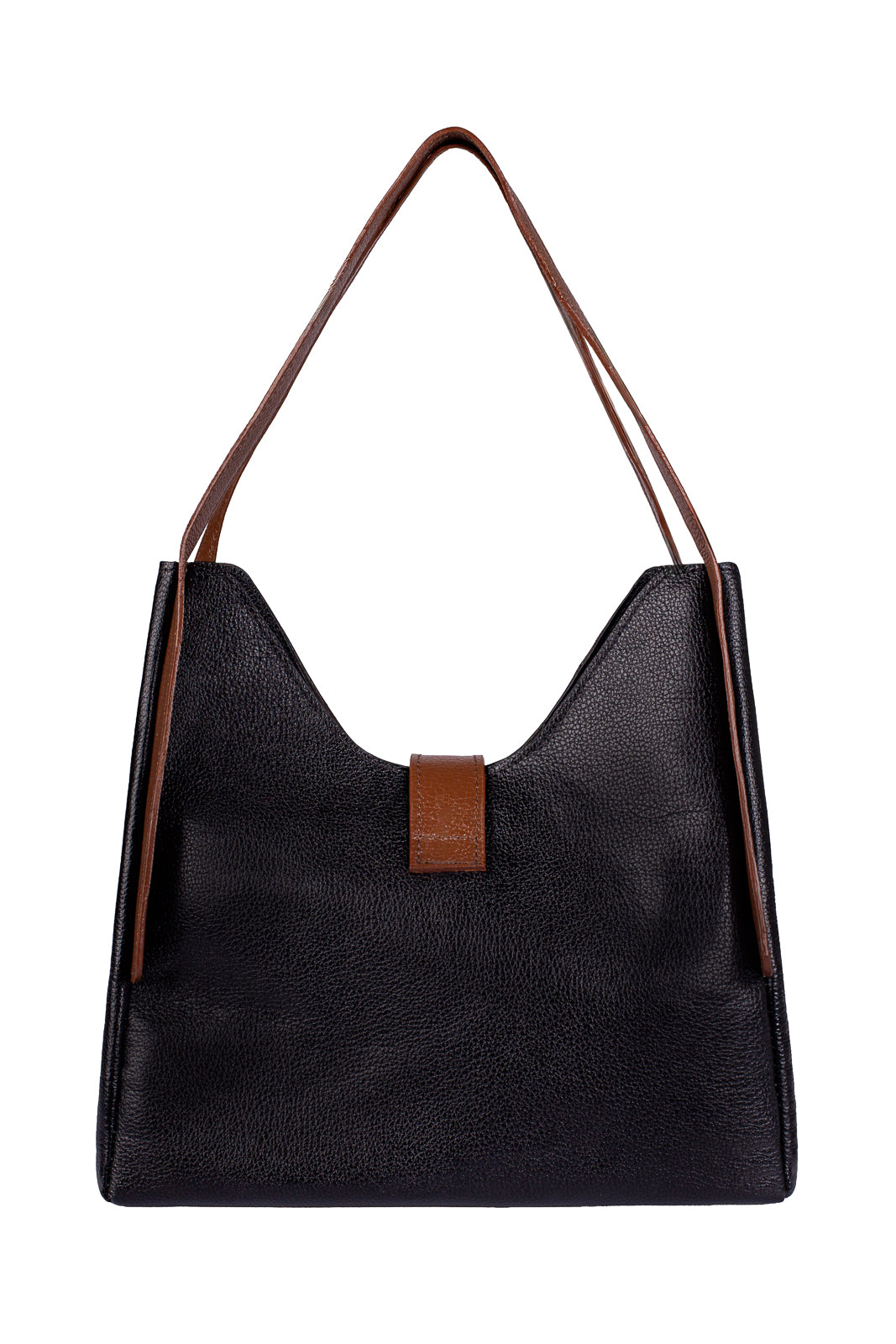 Bolsa de mão em couro liso com fivela Leandra