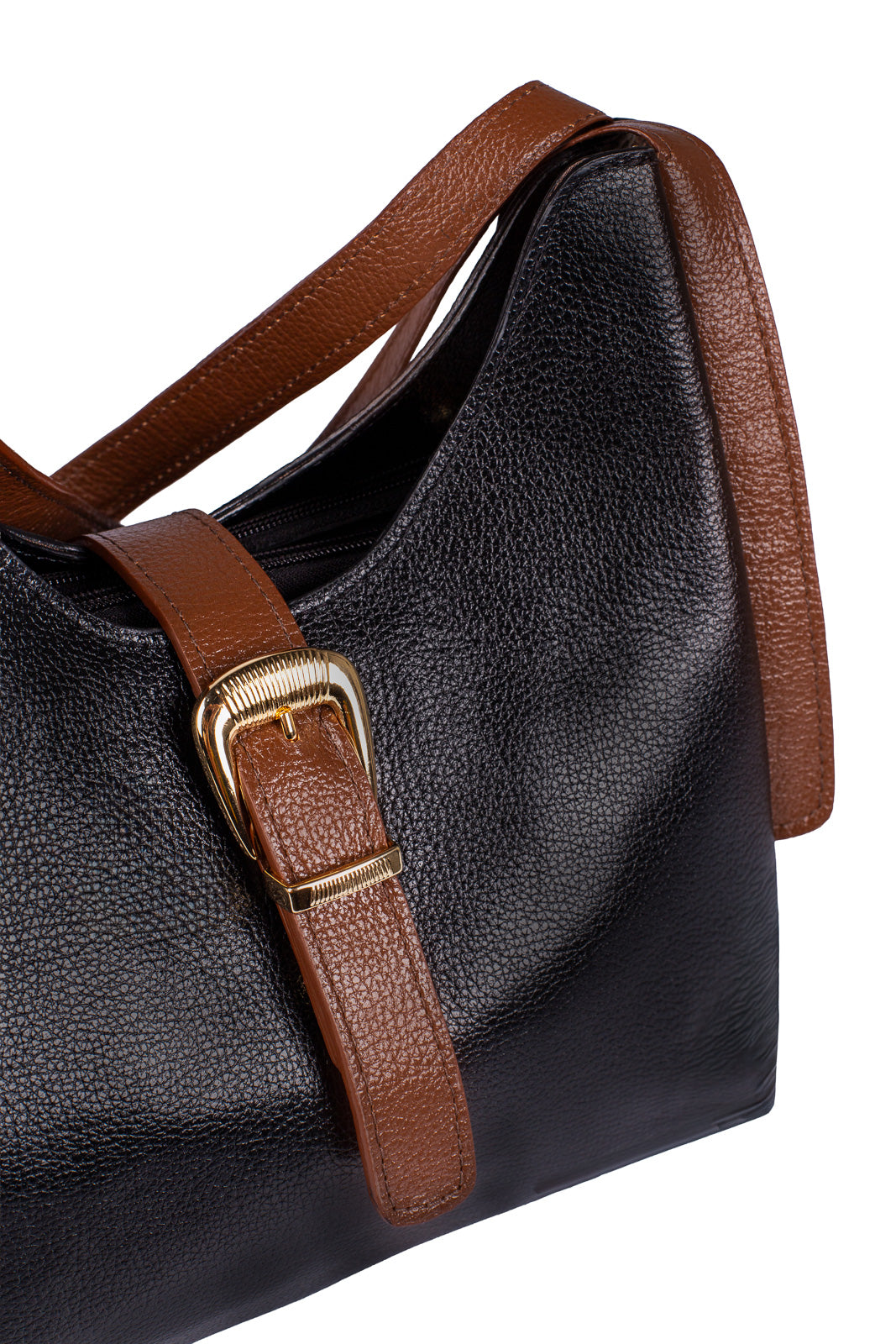 Bolsa de mão em couro liso com fivela Leandra