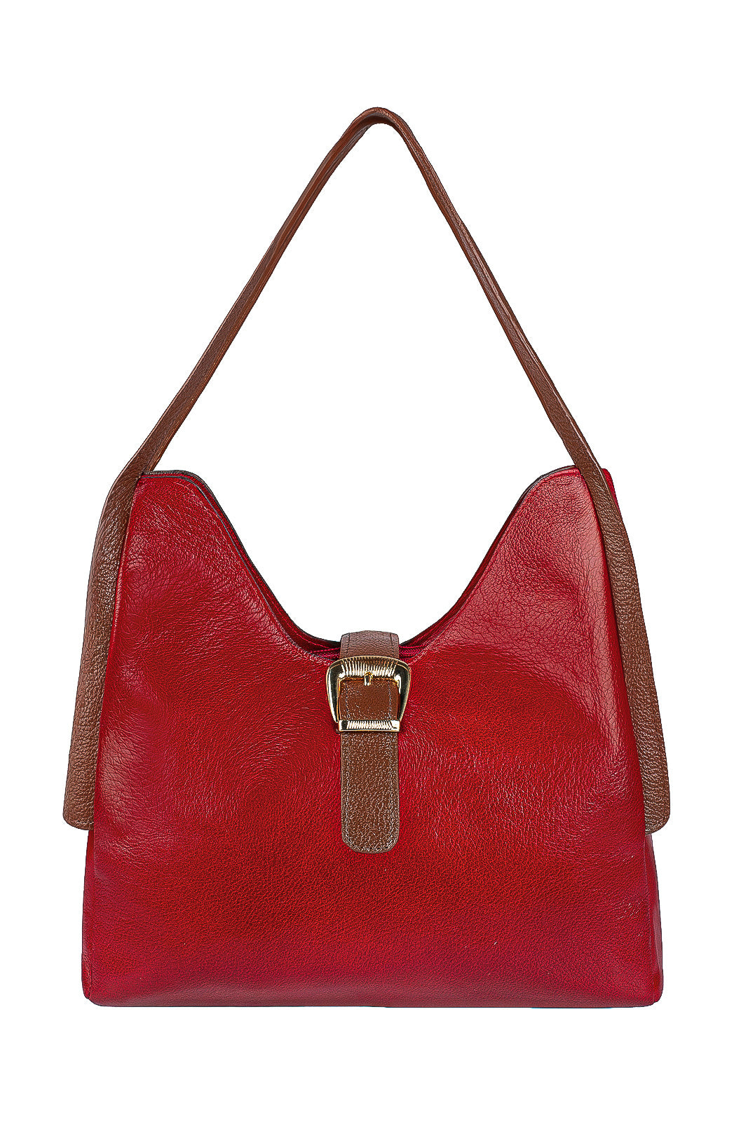 Bolsa de mão em couro liso com fivela Leandra