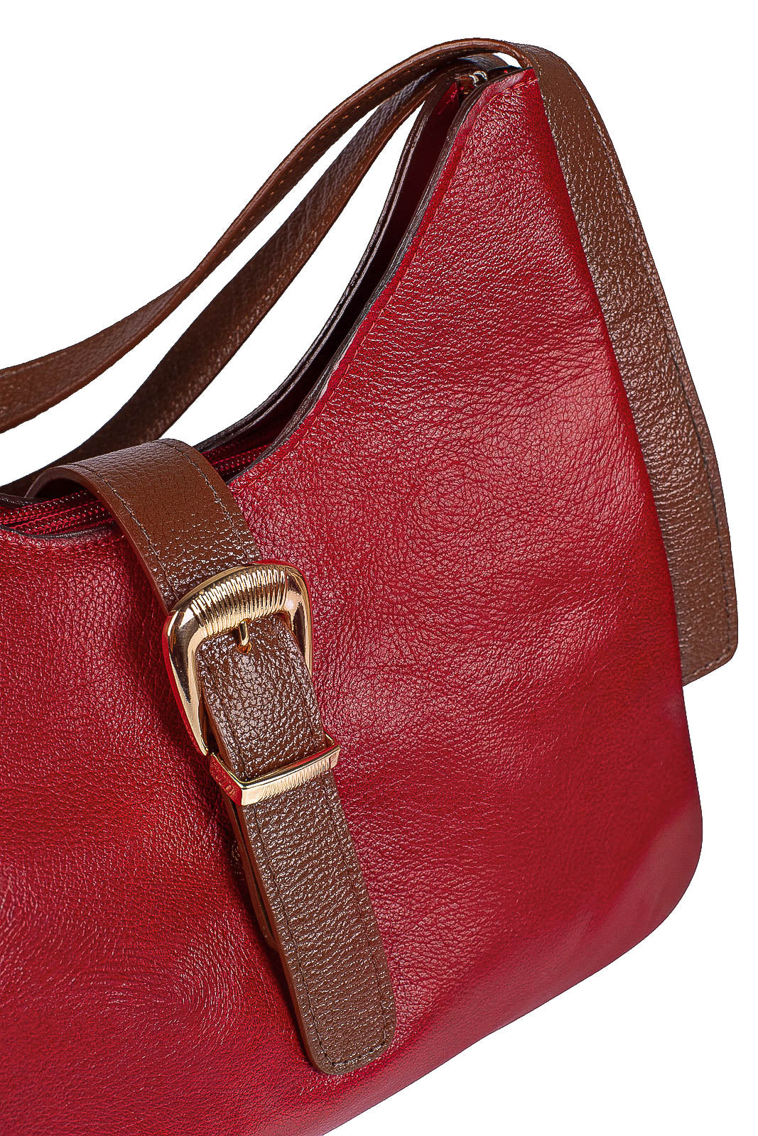 Bolsa de mão em couro liso com fivela Leandra