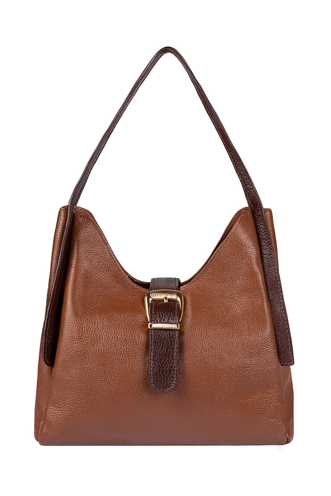 Bolsa de mão em couro liso com fivela Leandra