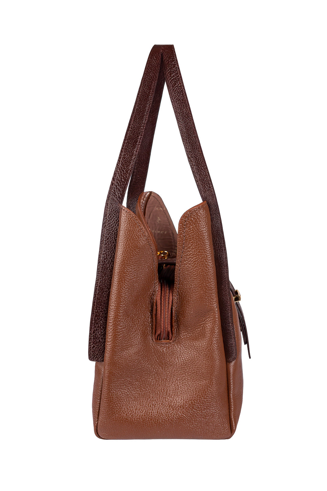 Bolsa de mão em couro liso com fivela Leandra