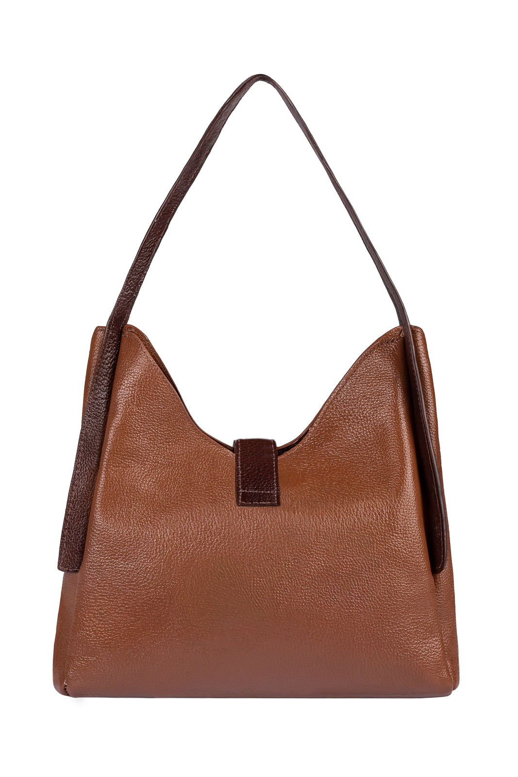 Bolsa de mão em couro liso com fivela Leandra