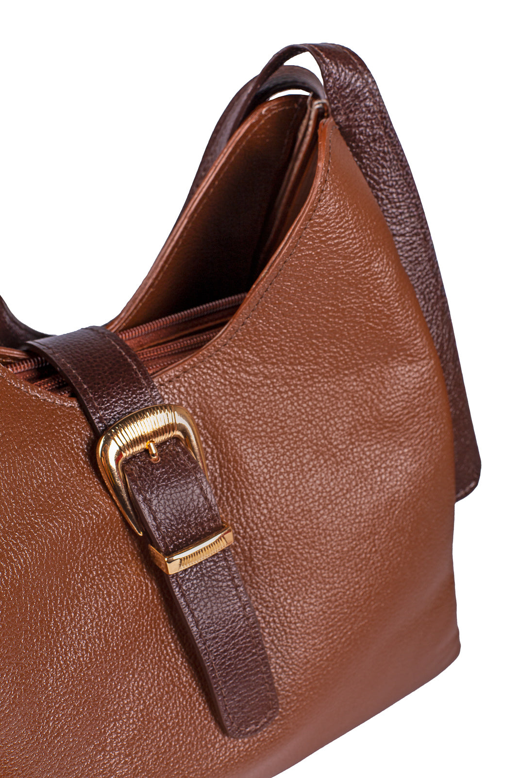 Bolsa de mão em couro liso com fivela Leandra
