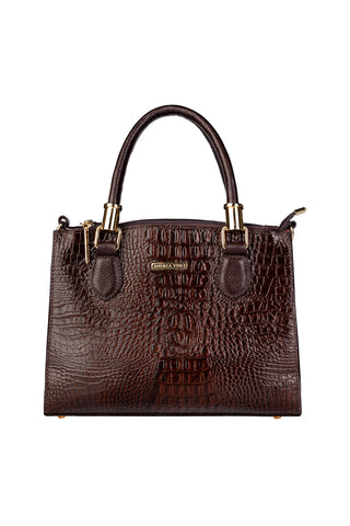 Bolsa de couro croco estruturada Emmy