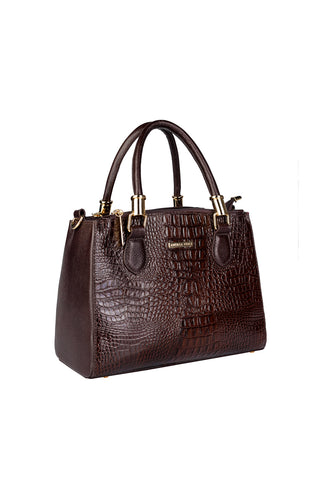 Bolsa de couro croco estruturada Emmy