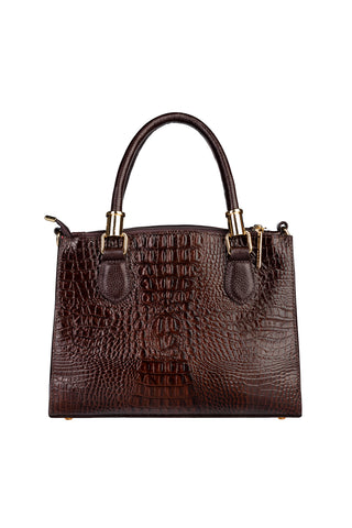 Bolsa de couro croco estruturada Emmy
