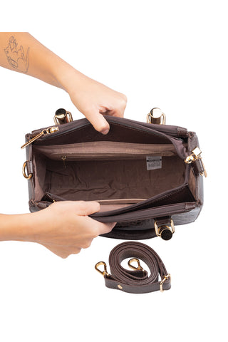 Bolsa de couro croco estruturada Emmy